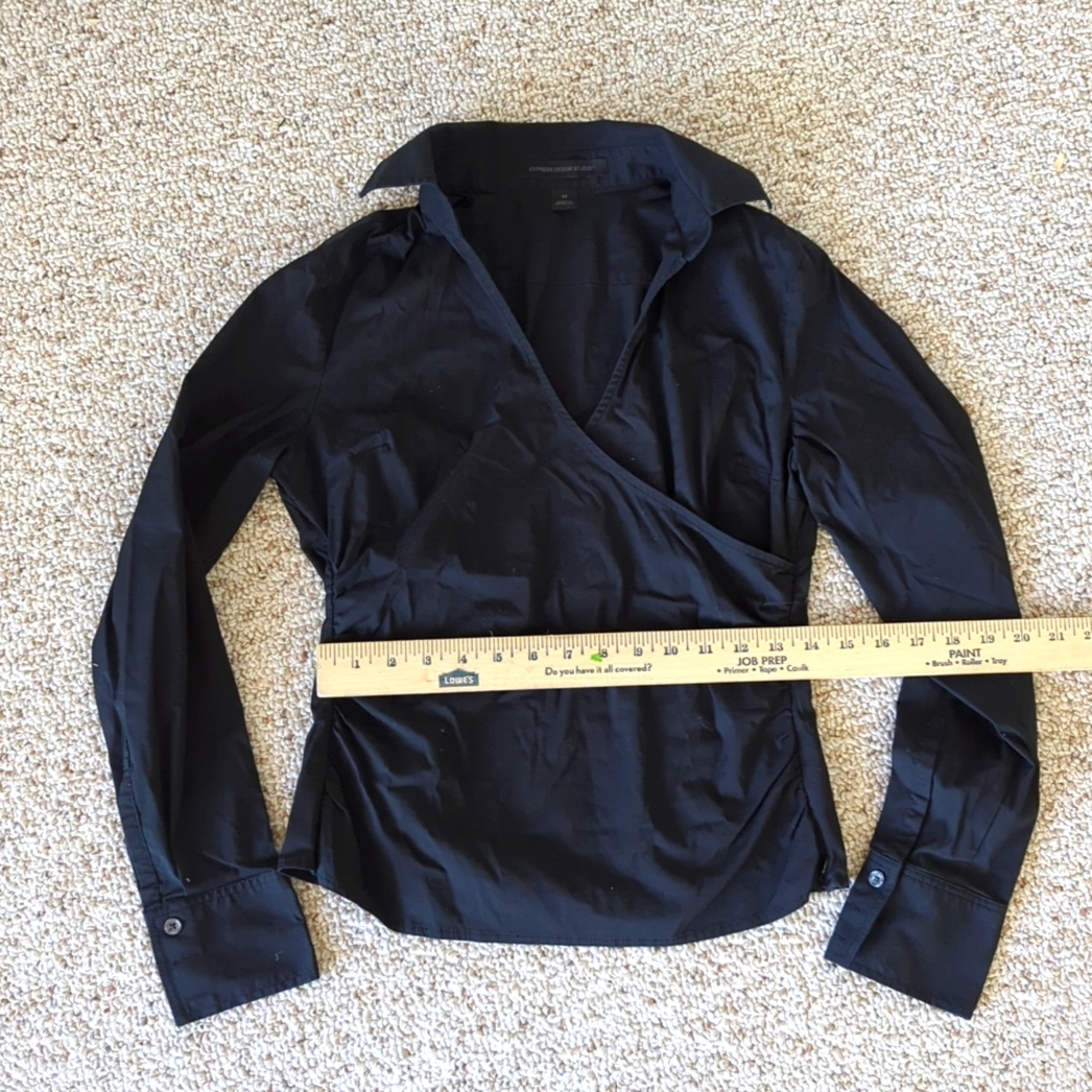 Express Design Studio Stretch Surplus Blouse, Bla… - image 4